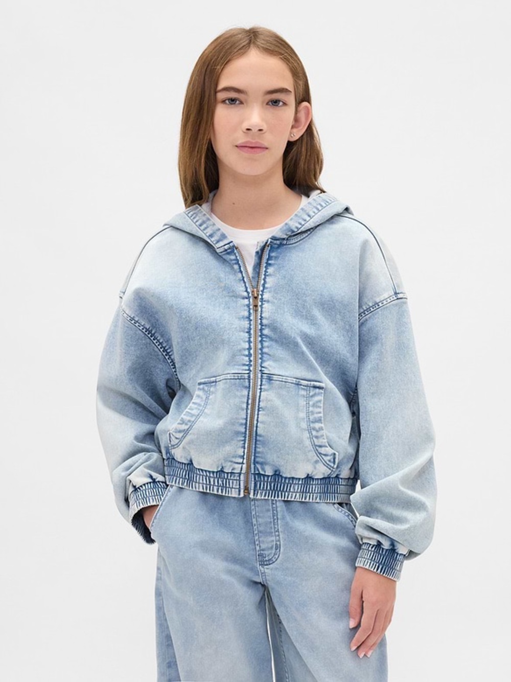 GAP Kids Knit Denim Zip Hoodie Small *New without tags